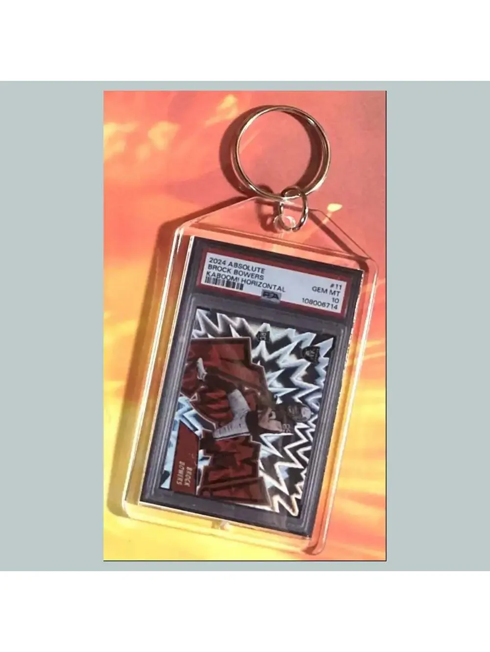 3694 Brock Bowers 2024 Panini Absolute Kaboom Custom Hand Made Keychain